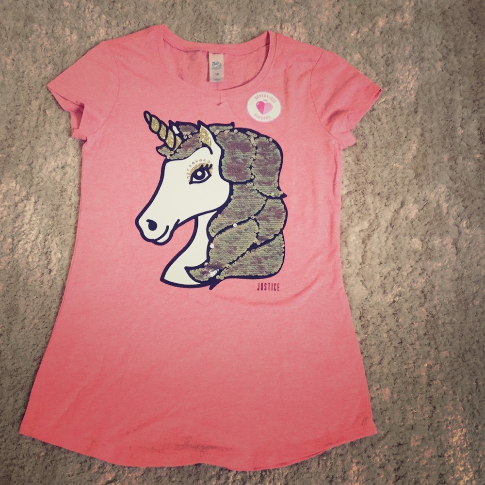 Blush pink reversible sequins unicorn shirt